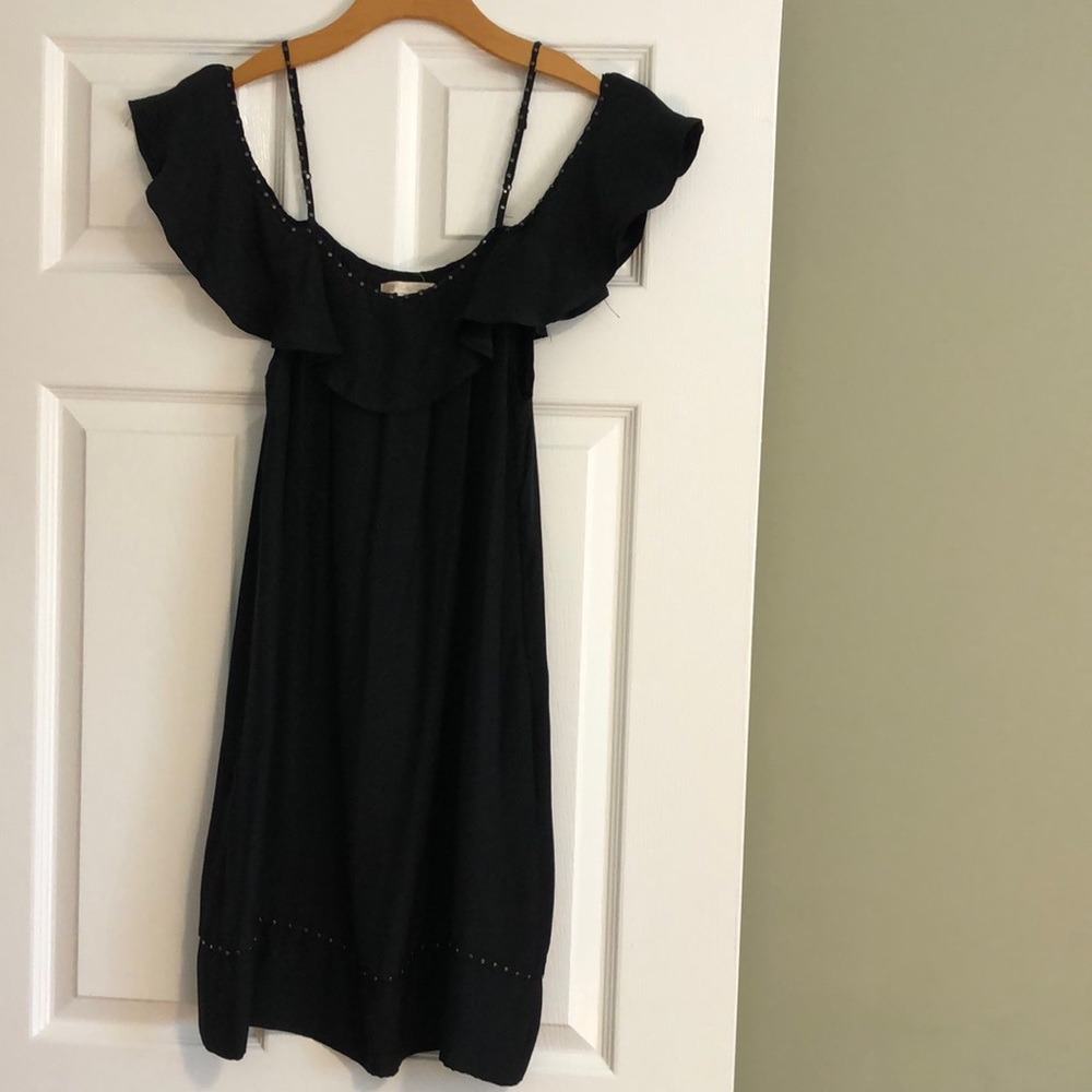 Gold Hawk black silk dress